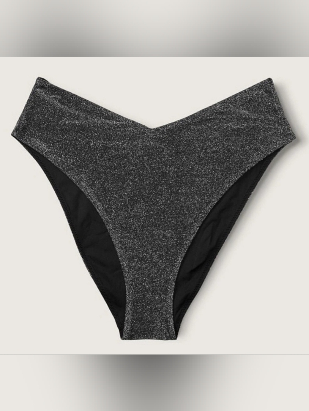 M PINK Swim Shimmer High Waist Cheeky Bikini Bottom Black